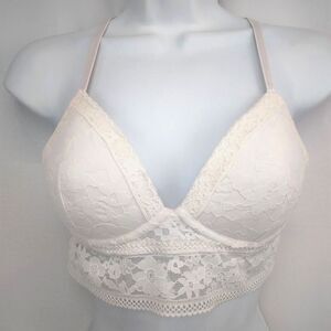 Victoria's Secret Padded Lace White Racerback Bralette Size Small